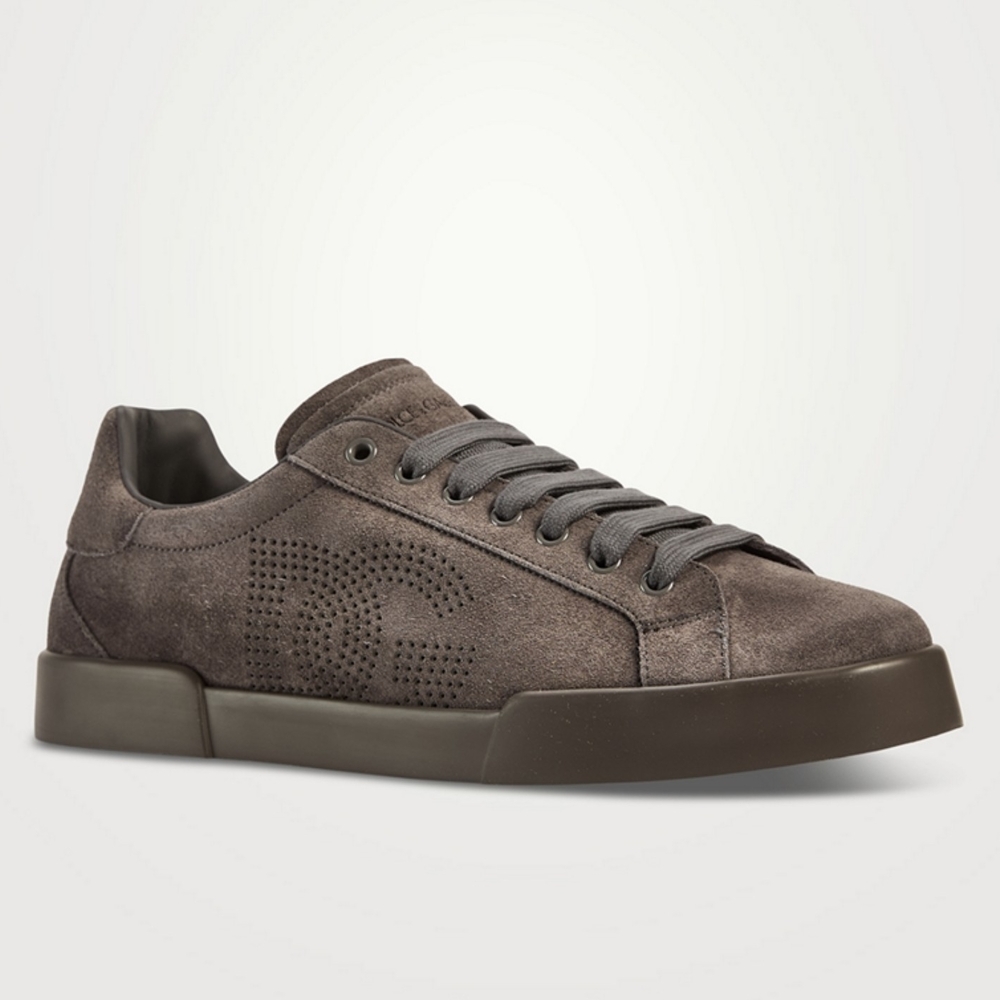 DOLCE & GABBANA Suede Perforated Logo Sneakers